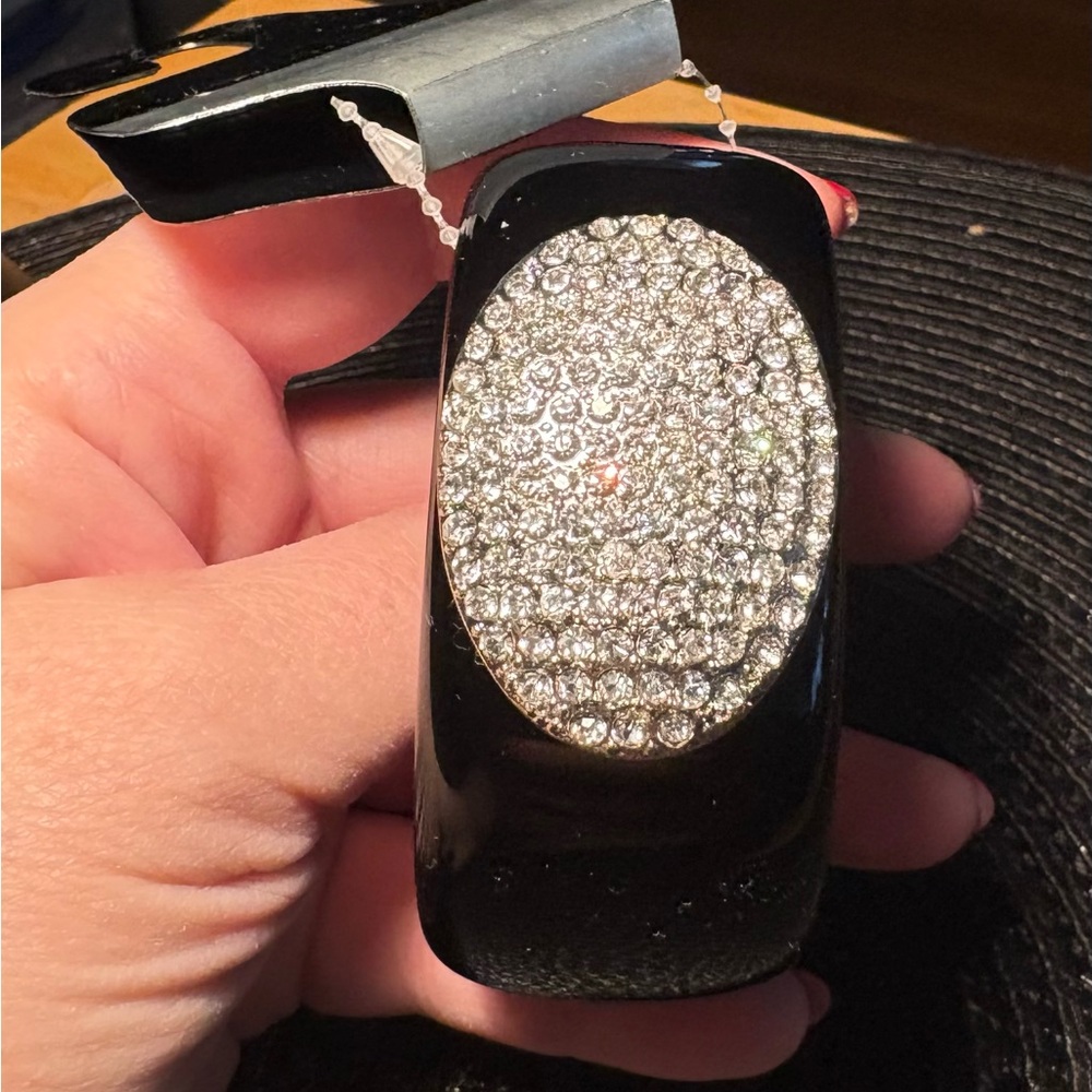 0126) Apt. 9 Black bangle with rhinestone sparkle
